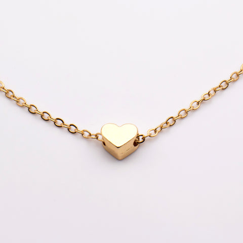 Gold Minimalist Heart Charm Metal Bracelet