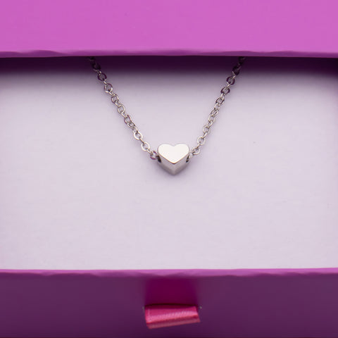 Silver Minimalist Heart Charm Metal Bracelet