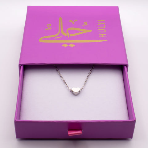 Silver Minimalist Heart Charm Metal Bracelet
