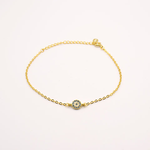 Gold Adjustable Link Chain Evil Eye Bracelet
