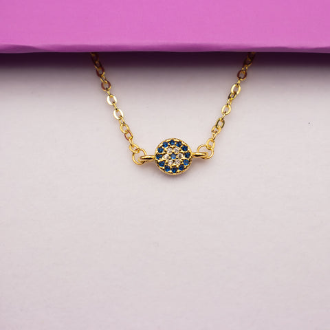 Gold Adjustable Link Chain Evil Eye Bracelet