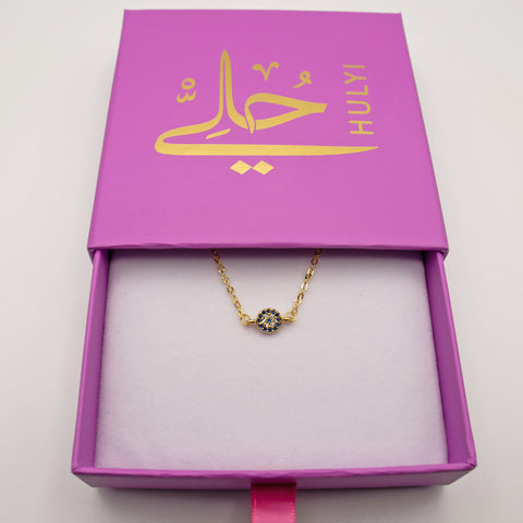 Gold Adjustable Link Chain Evil Eye Bracelet