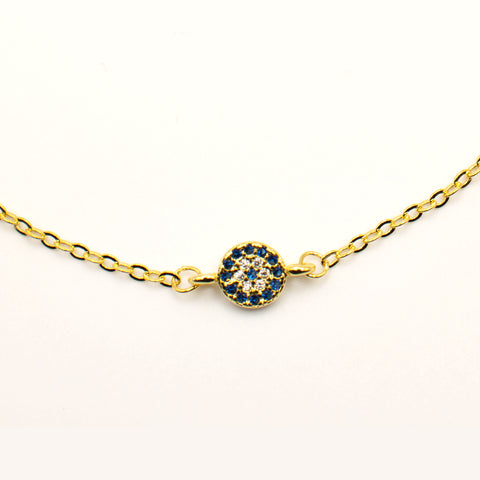 Gold Adjustable Link Chain Evil Eye Bracelet