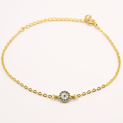 Gold Adjustable Link Chain Evil Eye Bracelet