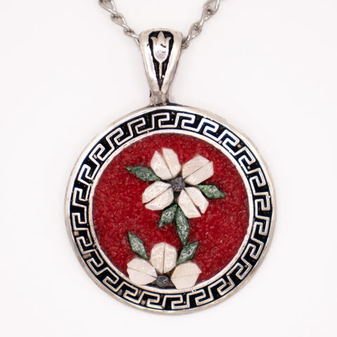 925 Sterling Silver Necklace Crimson Magnolia Mosaic 3