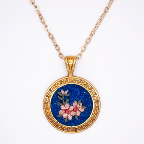18K Gold Plated Sterling Silver Mosaic Flower Pendant