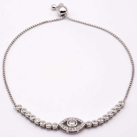 Adjustable Sterling Silver Evil Eye Bracelet 1