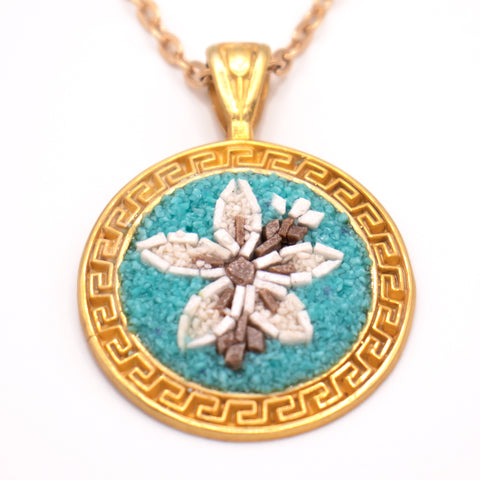 18K Gold Plated Sterling Silver Flower Necklace in Aqua 1