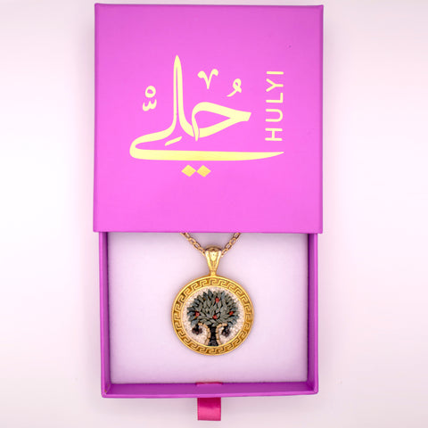 18K Gold Plated Sterling Silver Tree of Life Micro Mosaic Necklace 4