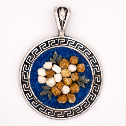 Sterling Silver Necklace Blue Flowers Mosaic 4