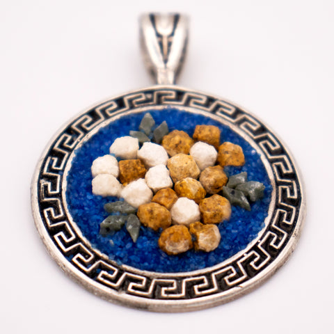 Sterling Silver Necklace Blue Flowers Mosaic 1