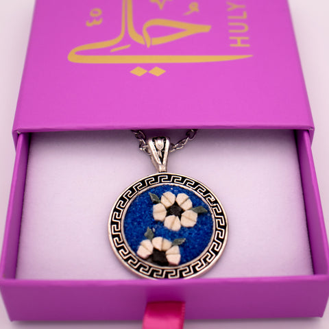 925 Sterling Silver Magnolia Flower Mosaic Necklace 2