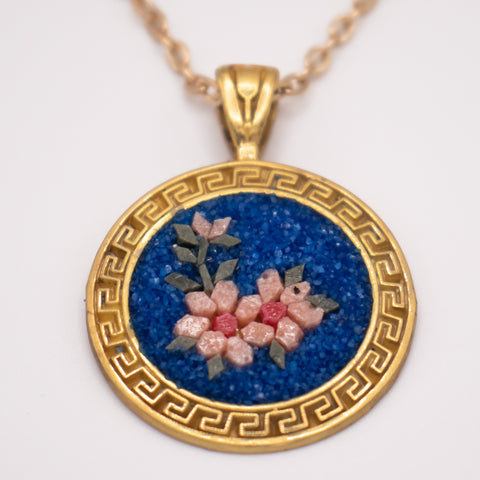 18K Gold Plated Sterling Silver Mosaic Flower Pendant 1