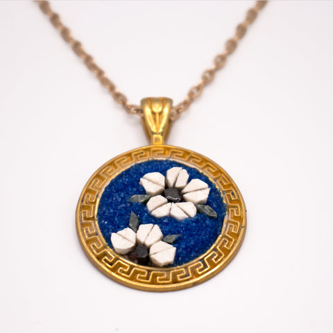 Magnolia Flower Mosaic 18K Gold Plated Necklace
