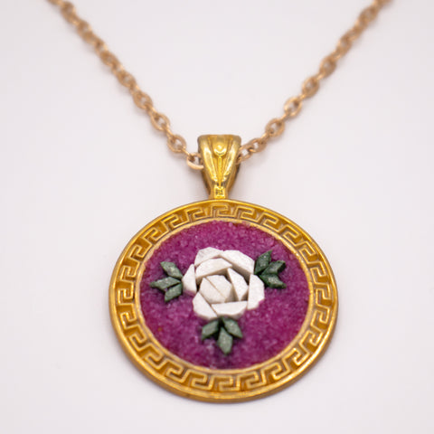 18K Gold Plated White Rose Necklace 1