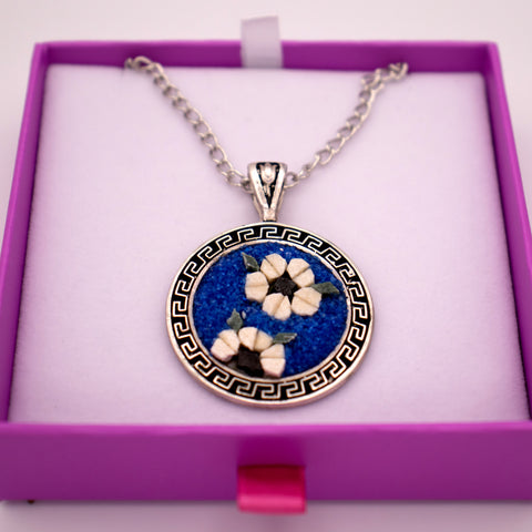 925 Sterling Silver Magnolia Flower Mosaic Necklace 4