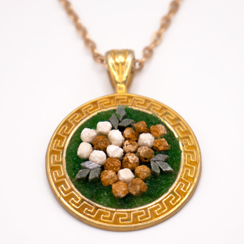 18K Gold Plated Multicolored Flower Mosaic Necklace