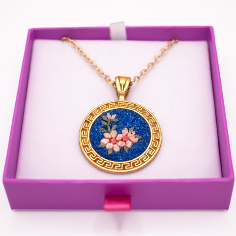 18K Gold Plated Sterling Silver Mosaic Flower Pendant 5