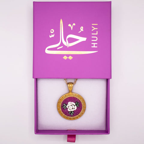 18K Gold Plated White Rose Necklace 3