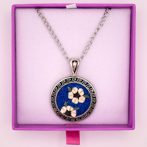 925 Sterling Silver Magnolia Flower Mosaic Necklace 5