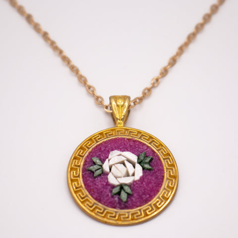 18K Gold Plated White Rose Necklace