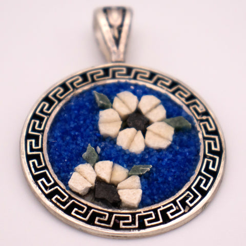 925 Sterling Silver Magnolia Flower Mosaic Necklace 1