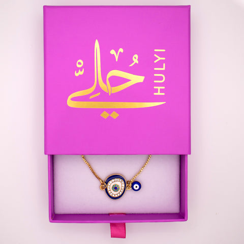 Adjustable Gold Plated Blue Evil Eye Amulet Bracelet