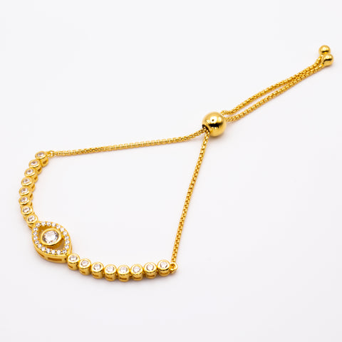 18K Gold Plated Adjustable Sterling Silver Evil Eye Bracelet 5