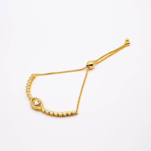 18K Gold Plated Adjustable Sterling Silver Evil Eye Bracelet 4