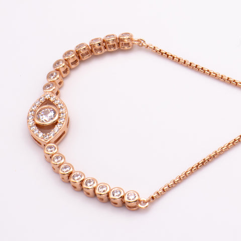 Rose Gold Plated Adjustable Sterling Silver Evil Eye Bracelet 3