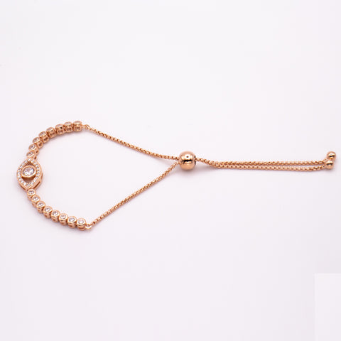 Rose Gold Plated Adjustable Sterling Silver Evil Eye Bracelet 6
