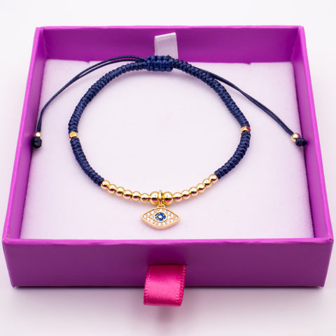Handwoven Adjustable Evil Eye Charm Bracelet 2