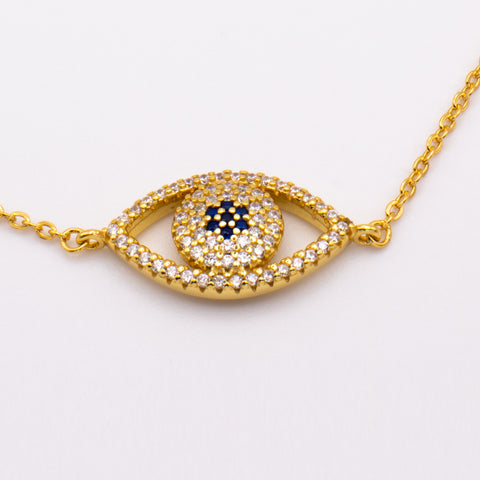18K Gold Plated Adjustable Bracelet with Evil Eye 3