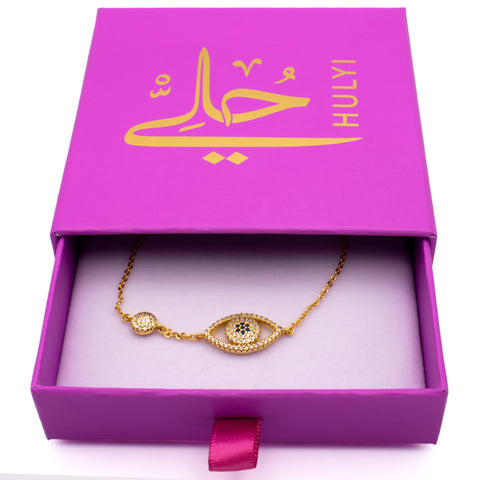 18K Gold Plated Adjustable Bracelet with Evil Eye 4