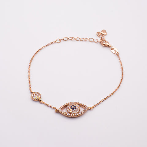 Adjustable 18K Rose Gold Plated Evil Eye Bracelet