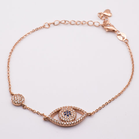 Adjustable 18K Rose Gold Plated Evil Eye Bracelet 1