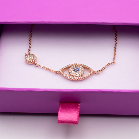 Adjustable 18K Rose Gold Plated Evil Eye Bracelet 2