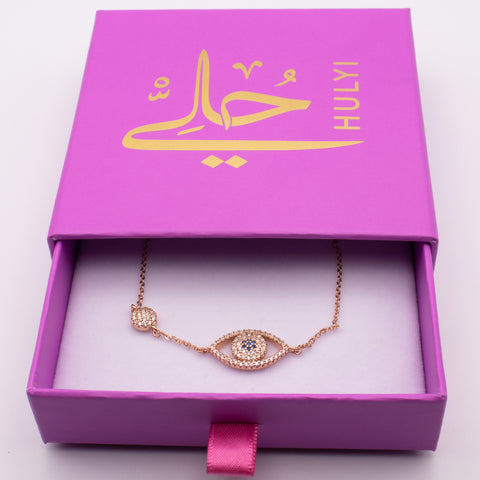 Adjustable 18K Rose Gold Plated Evil Eye Bracelet 4