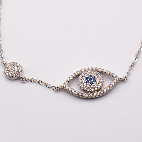 Adjustable Sterling Silver Bracelet with Evil Eye 3
