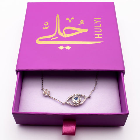 Adjustable Sterling Silver Bracelet with Evil Eye 4