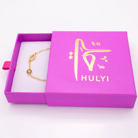 18K Gold Plated Charm Bracelet with Hamsa and Evil Eye 3