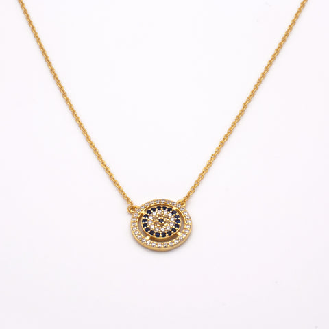 18K Gold Necklace with Evil Eye Embellishment
