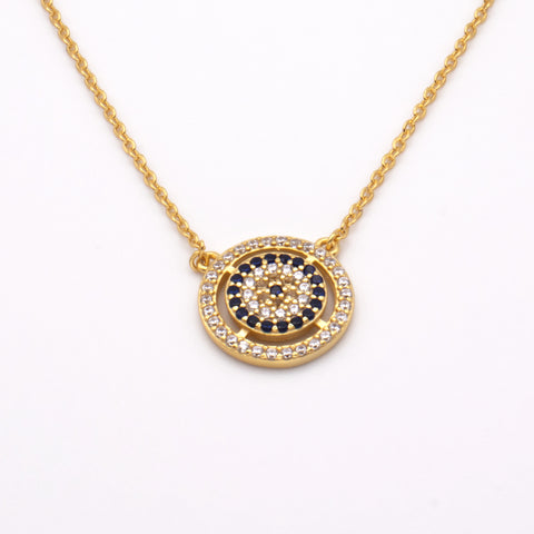 18K Gold Necklace with Evil Eye Embellishment 1