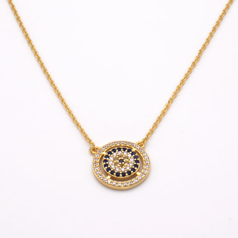 18K Gold Necklace with Evil Eye Embellishment 2