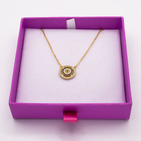 18K Gold Necklace with Evil Eye Embellishment 3