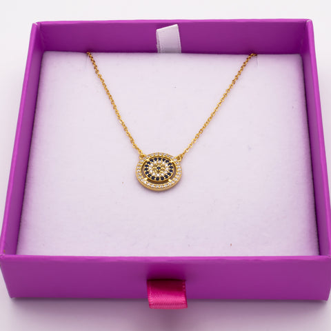 18K Gold Necklace with Evil Eye Embellishment 5