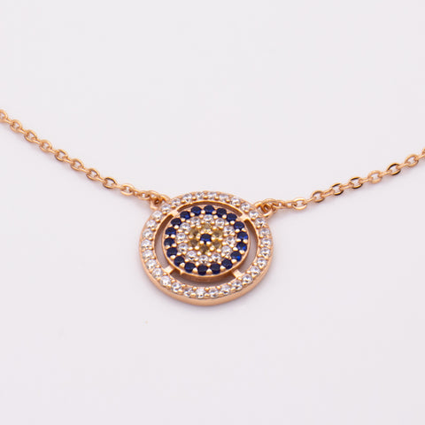 Rose Gold Necklace with Evil Eye Embellishment