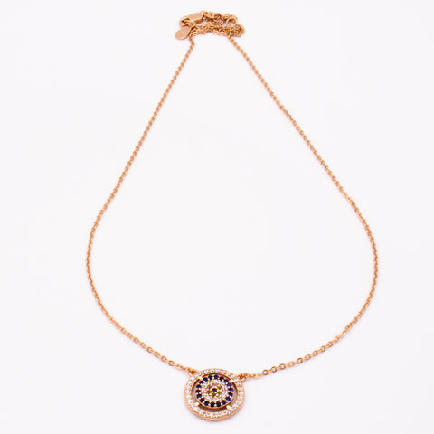 Rose Gold Necklace with Evil Eye Embellishment 3