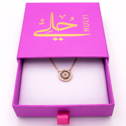Rose Gold Necklace with Evil Eye Embellishment 1