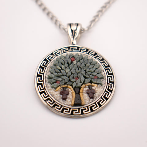 Sterling Silver Necklace Handcrafted Mosaic Tree of Life
